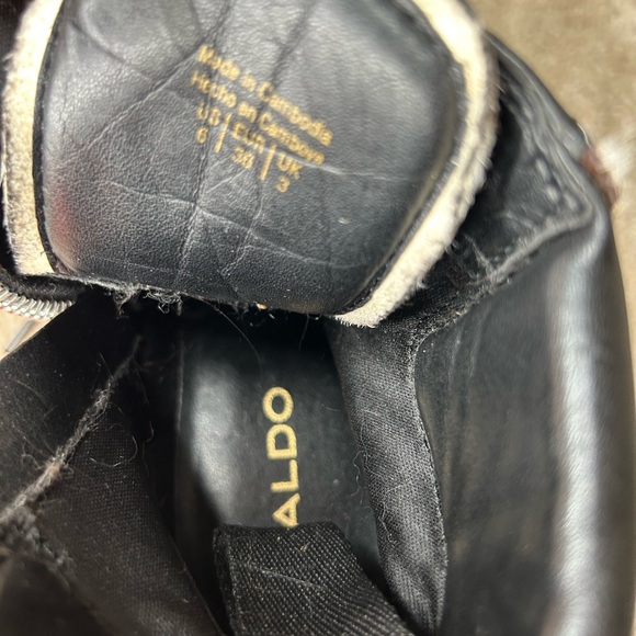 Aldo Brania Zebra Print Block Heeled combat Boots Side Zip lace up size 6 - Picture 7 of 7